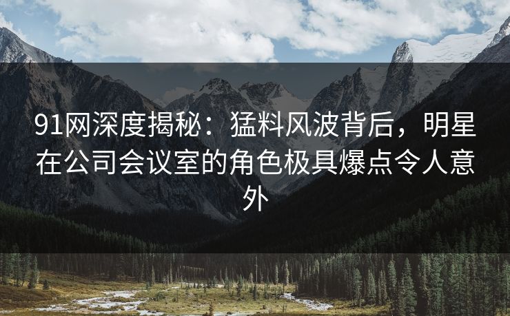 91网深度揭秘：猛料风波背后，明星在公司会议室的角色极具爆点令人意外